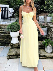 Lace-Up Solid Cami Dress