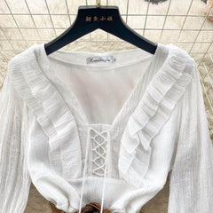 Lantern Sleeves Shirred Frill Hem Skater Dress