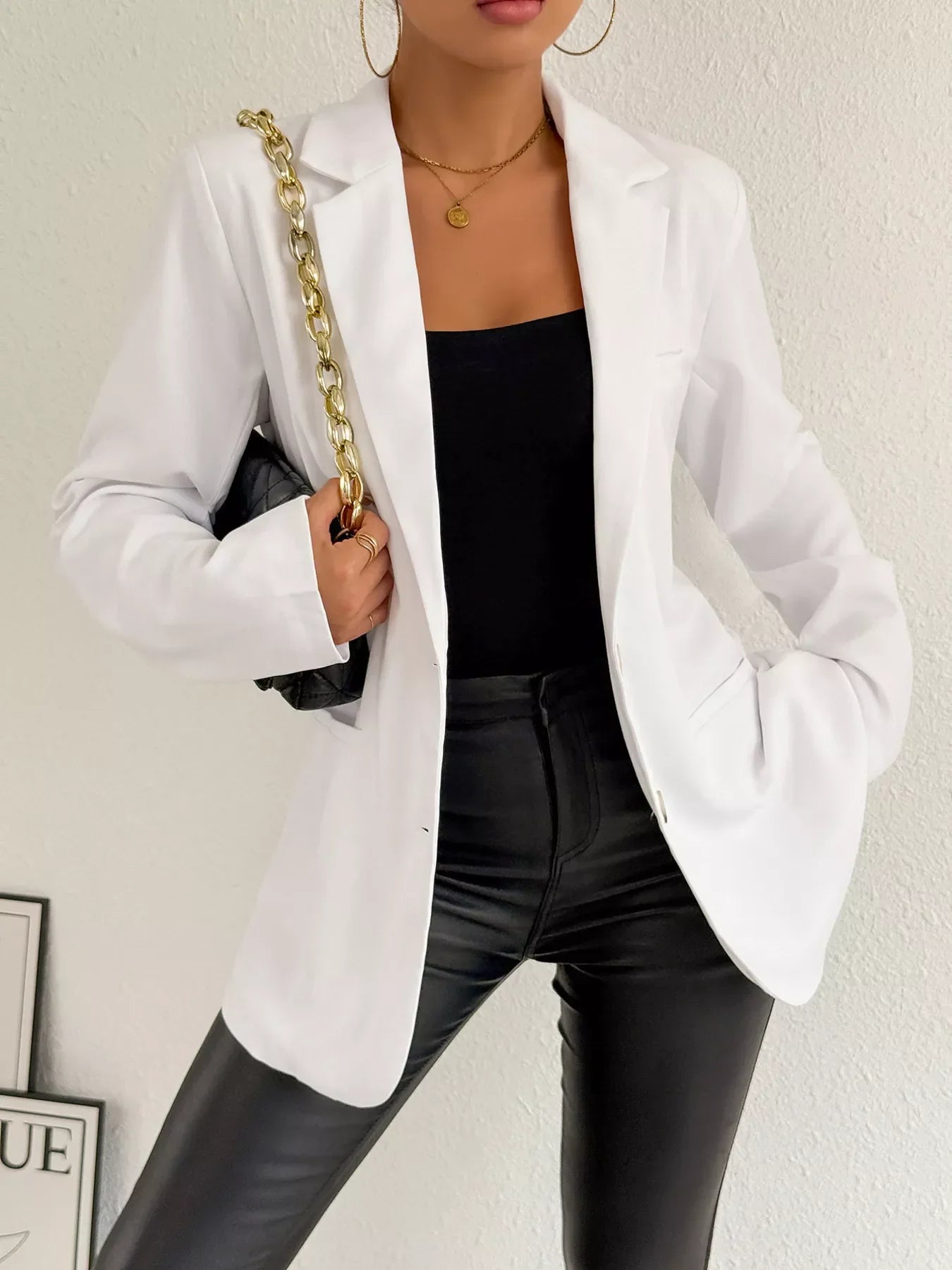Lapel Collar Long Sleeve Blazer