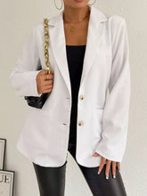 Lapel Collar Long Sleeve Blazer White / S