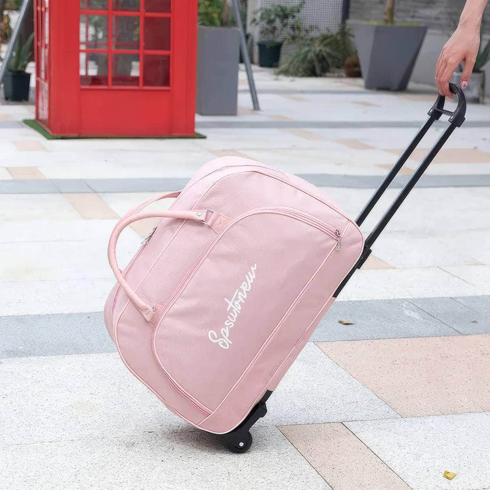 Large Capacity Travel Suitcase Trolley Bag with Wheels - Foldable Duffle Cabin Luggage for Women and Men, Hand Luggage Carry On