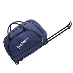 Large Capacity Travel Suitcase Trolley Bag with Wheels - Foldable Duffle Cabin Luggage for Women and Men, Hand Luggage Carry On Drak blue