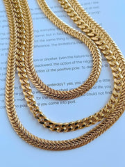 Layered Cuban Link Statement Braided Gold Necklace Gold / Necklace
