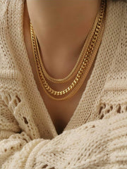 Layered Cuban Link Statement Braided Gold Necklace Gold / Necklace