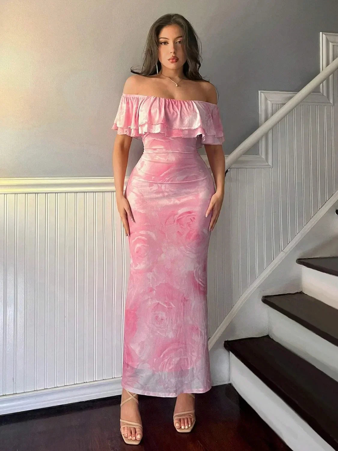 Layered Ruffled Off-Shoulder Dress