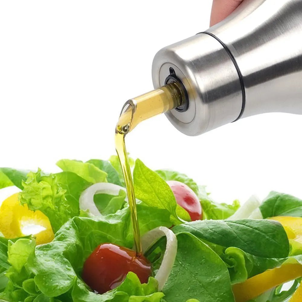 Leakproof stainless steel olive oil dispenser for kitchen use