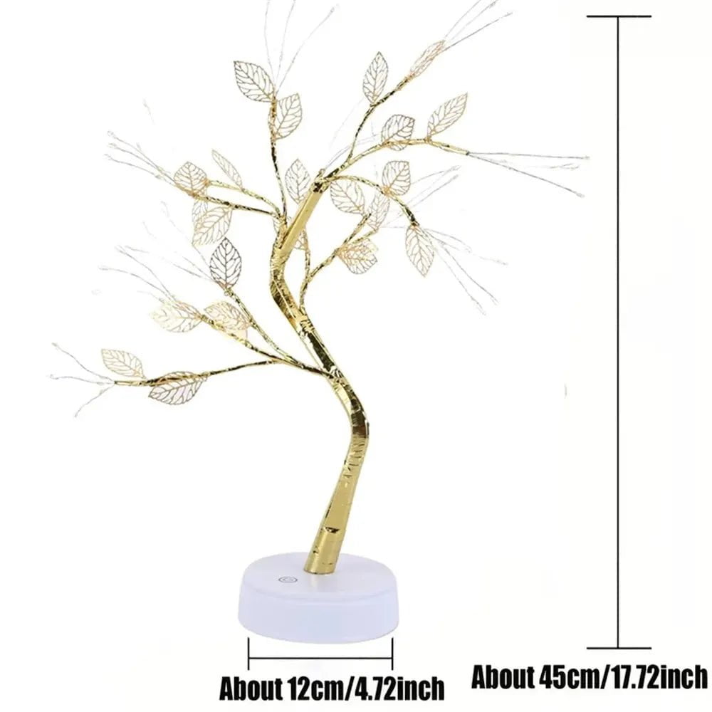 LED Tree Table Lamp: Adjustable Touch Switch, DIY Artificial Xmas Tree Fairy Night Light, Home Christmas Decoration Warm