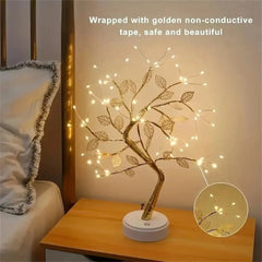 LED Tree Table Lamp: Adjustable Touch Switch, DIY Artificial Xmas Tree Fairy Night Light, Home Christmas Decoration Warm