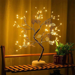 LED Tree Table Lamp: Adjustable Touch Switch, DIY Artificial Xmas Tree Fairy Night Light, Home Christmas Decoration Warm