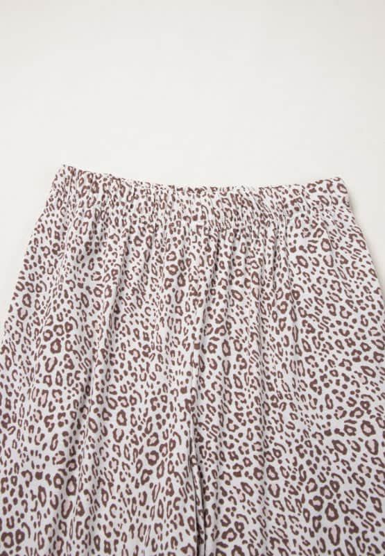 Leopard Button Down Long Sleeve Top and Pants Lounge Set