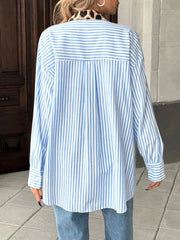 Leopard Floral Striped Casual Button-Up Shirt