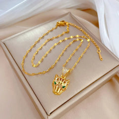 Leopard Head Pendant Necklace Clavicle Chain Jewelry N2147