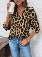 Leopard Print 3/4 Sleeve Blouse