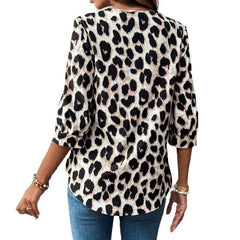 Leopard Print 3/4 Sleeve Blouse