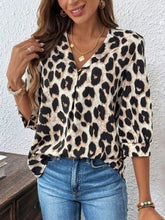 Leopard Print 3/4 Sleeve Blouse Apricot / S
