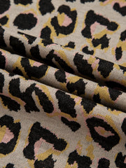 Leopard Print Contrast Edge Long Sleeve Pullover Shorts Set