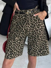 Leopard Print High-Waisted Casual Shorts Brown / S