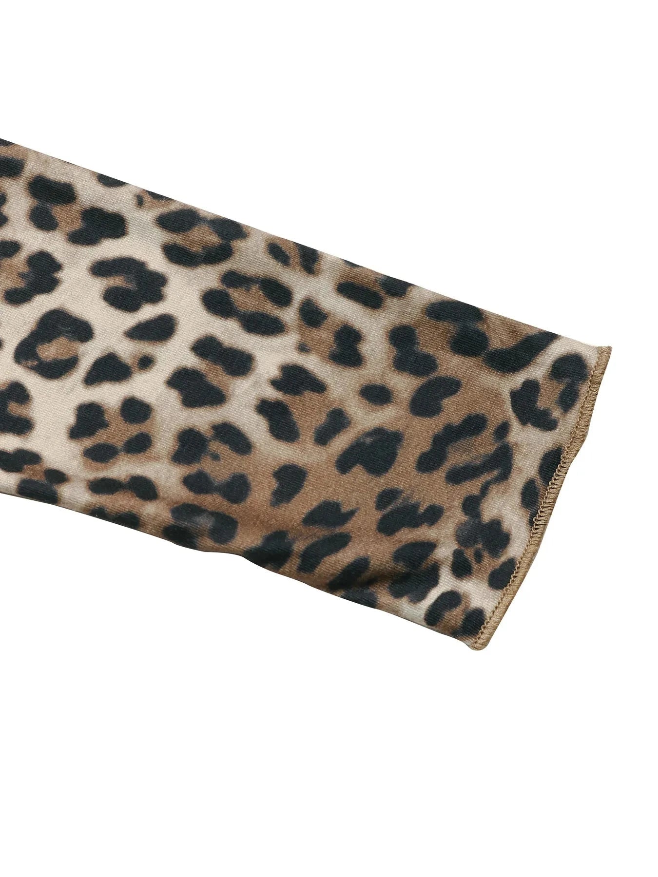 Leopard Print Long Sleeve Fitted T-Shirt