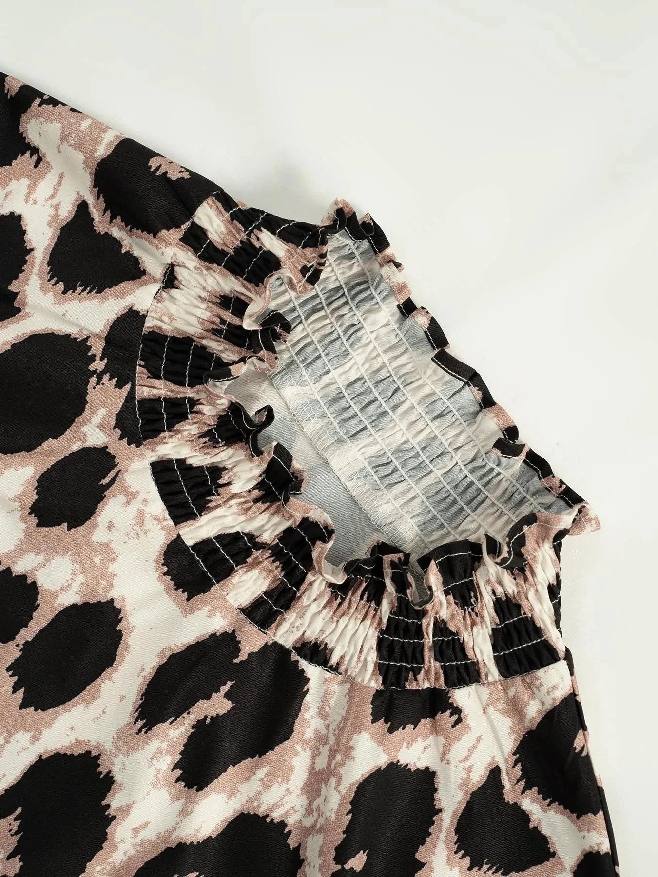 Leopard Print Long Sleeve Mini Dress