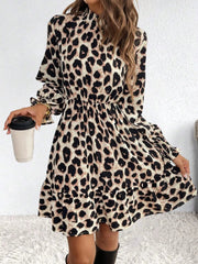 Leopard Print Long Sleeve Mini Dress