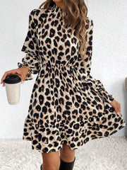 Leopard Print Long Sleeve Mini Dress