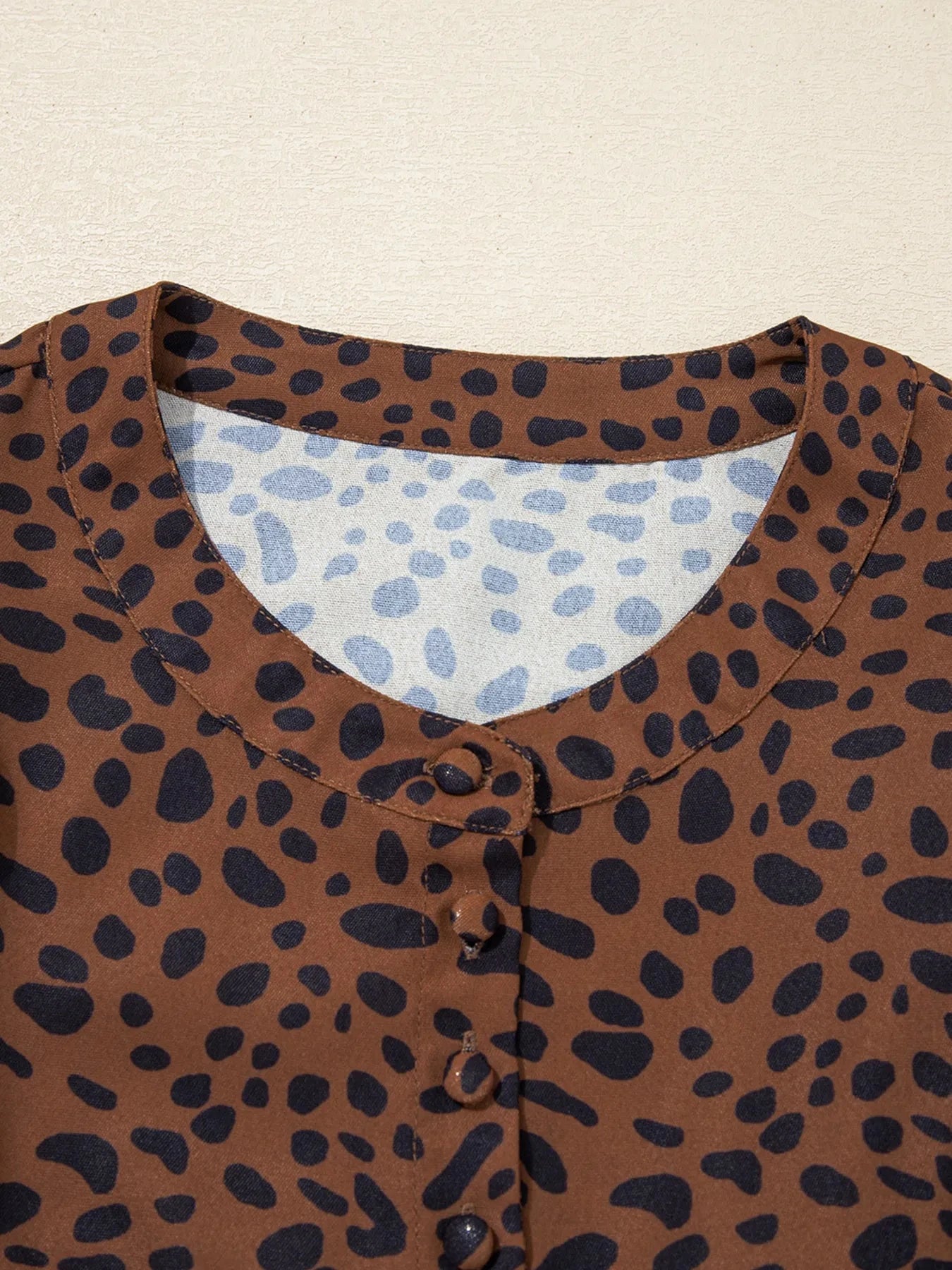 Leopard Print Ruffled Puff Sleeve Blouse
