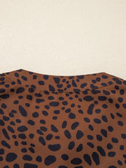 Leopard Print Ruffled Puff Sleeve Blouse