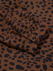 Leopard Print Ruffled Puff Sleeve Blouse