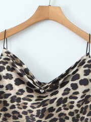 Leopard Print Satin Maxi Dress