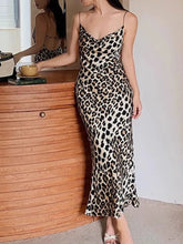 Leopard Print Satin Maxi Dress Leopard Print / S