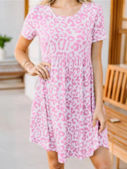 Leopard Print Short Sleeve Casual Dress