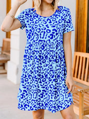 Leopard Print Short Sleeve Casual Dress