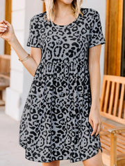 Leopard Print Short Sleeve Casual Dress
