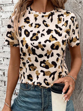 Leopard Print Short Sleeve T-Shirt Apricot / S