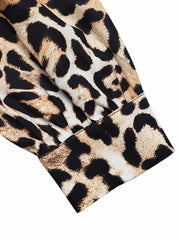 Leopard Print Tie Front Blouse