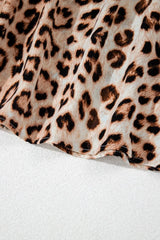 Leopard Print V-Neck Blouse with Contrast Trim