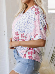 Leopard Print V-Neck Casual Blouse