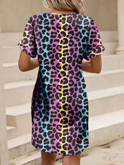 Leopard Print V-Neck Casual Dress