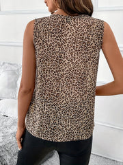 Leopard Print V-Neck Ruffle Tank Top