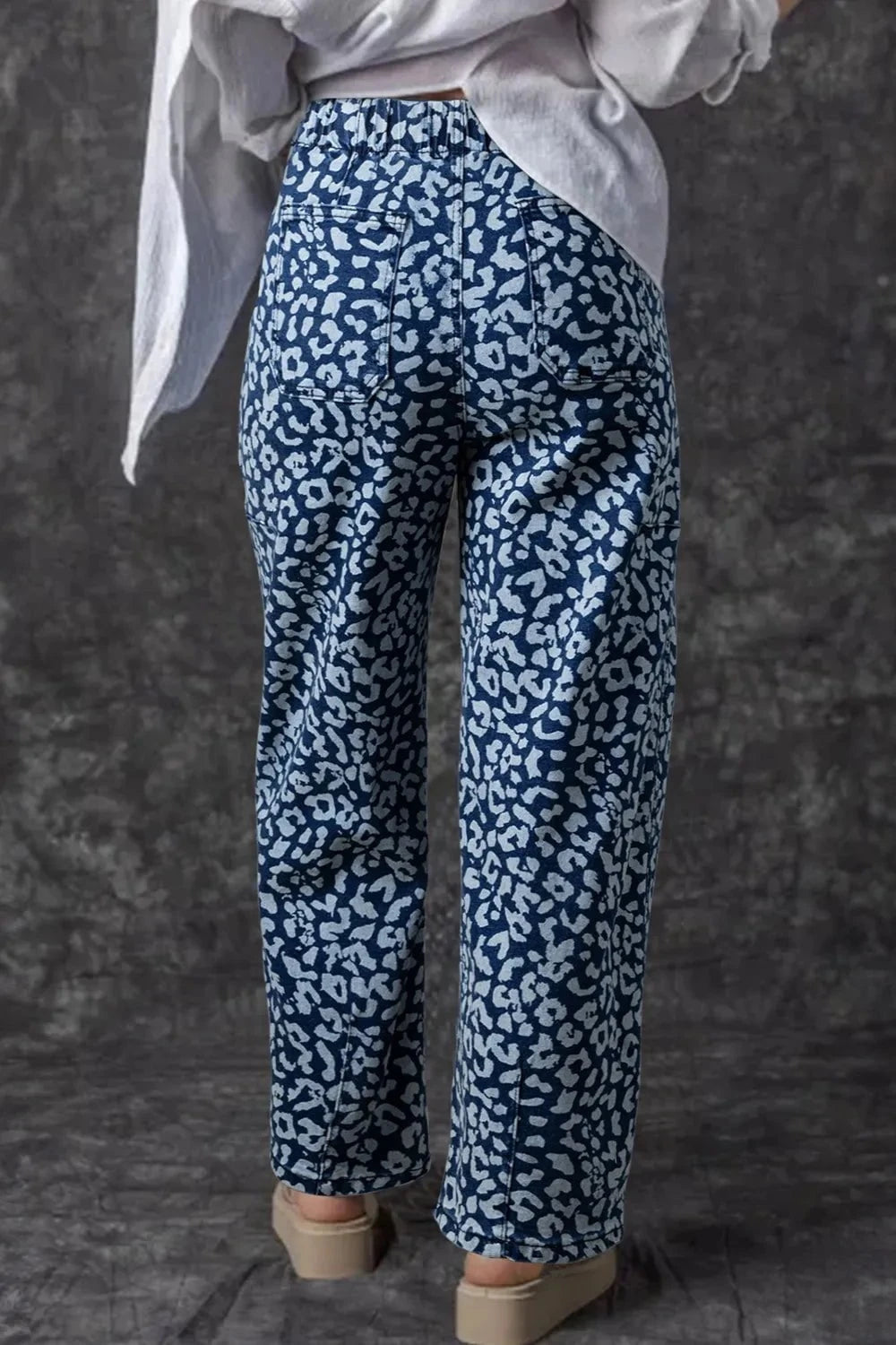 Leopard Print Wide Leg Jeans