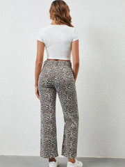 Leopard Print Wide Leg Jeans