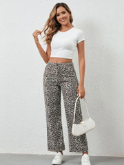 Leopard Print Wide Leg Jeans