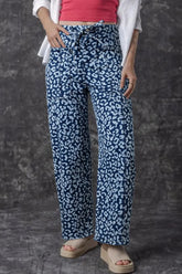Leopard Print Wide Leg Jeans Dusty Blue / 6