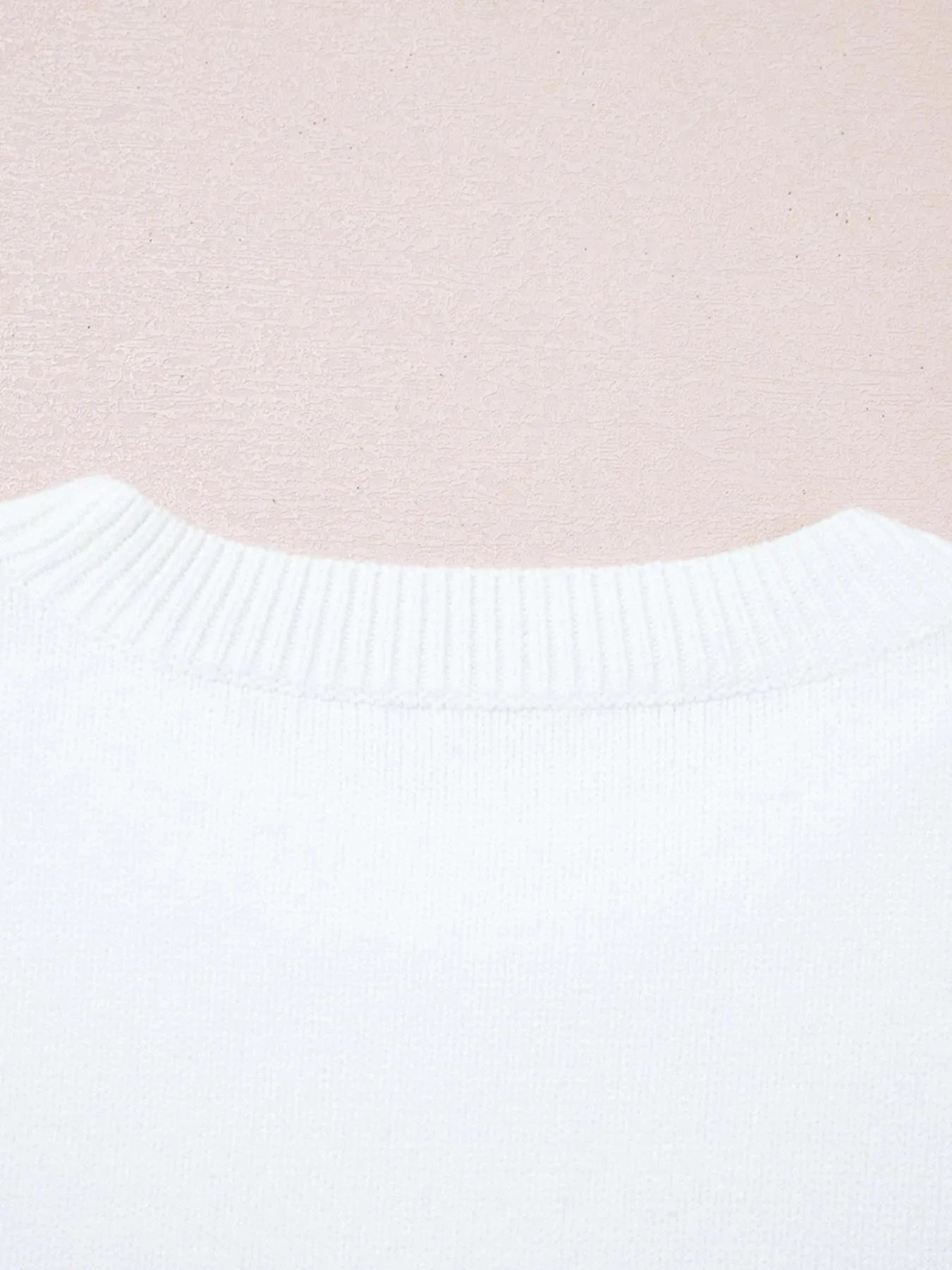 Letter Contrast Hem Round Neck Sweater
