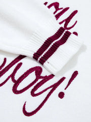 Letter Contrast Hem Round Neck Sweater