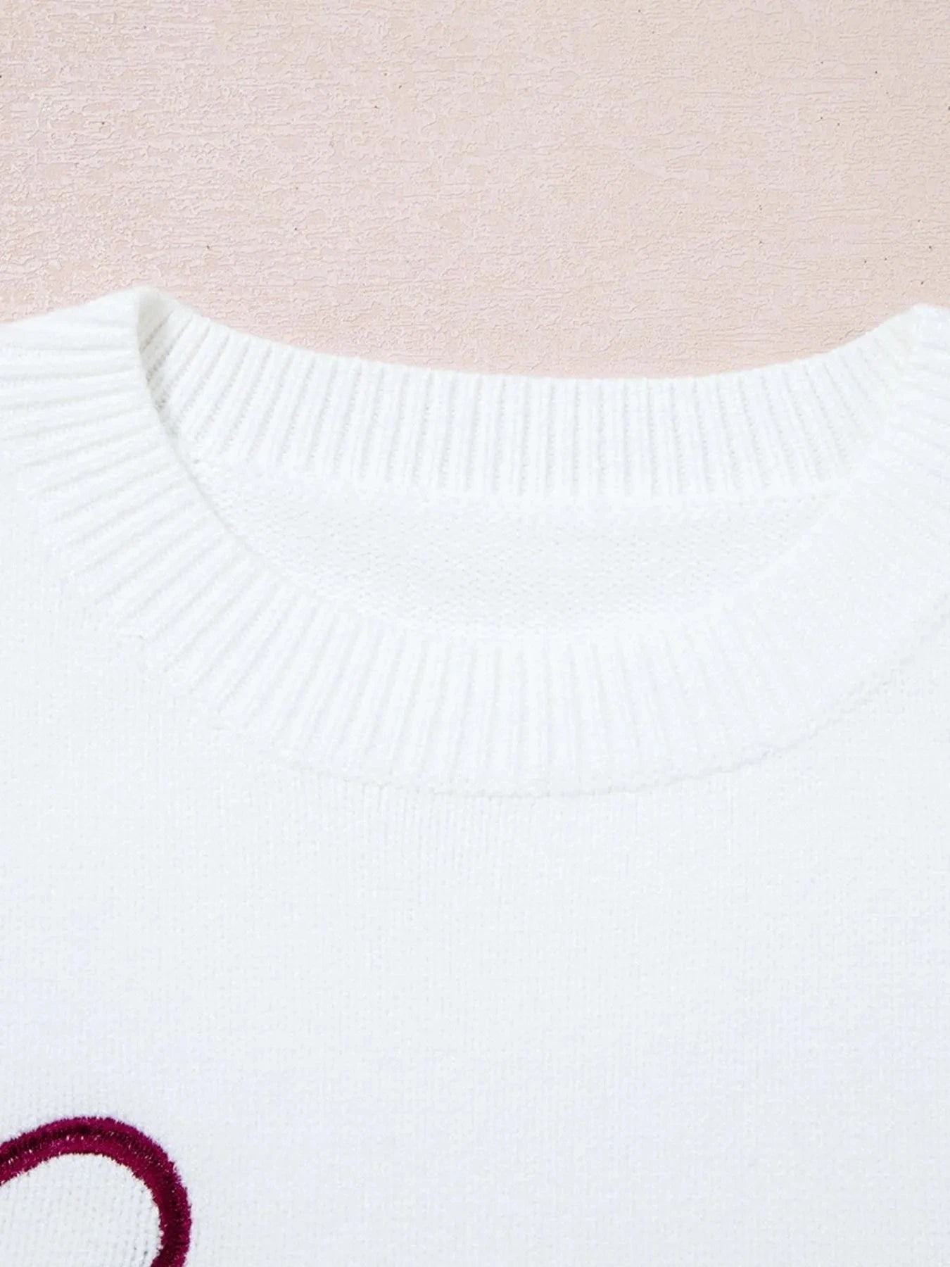 Letter Contrast Hem Round Neck Sweater