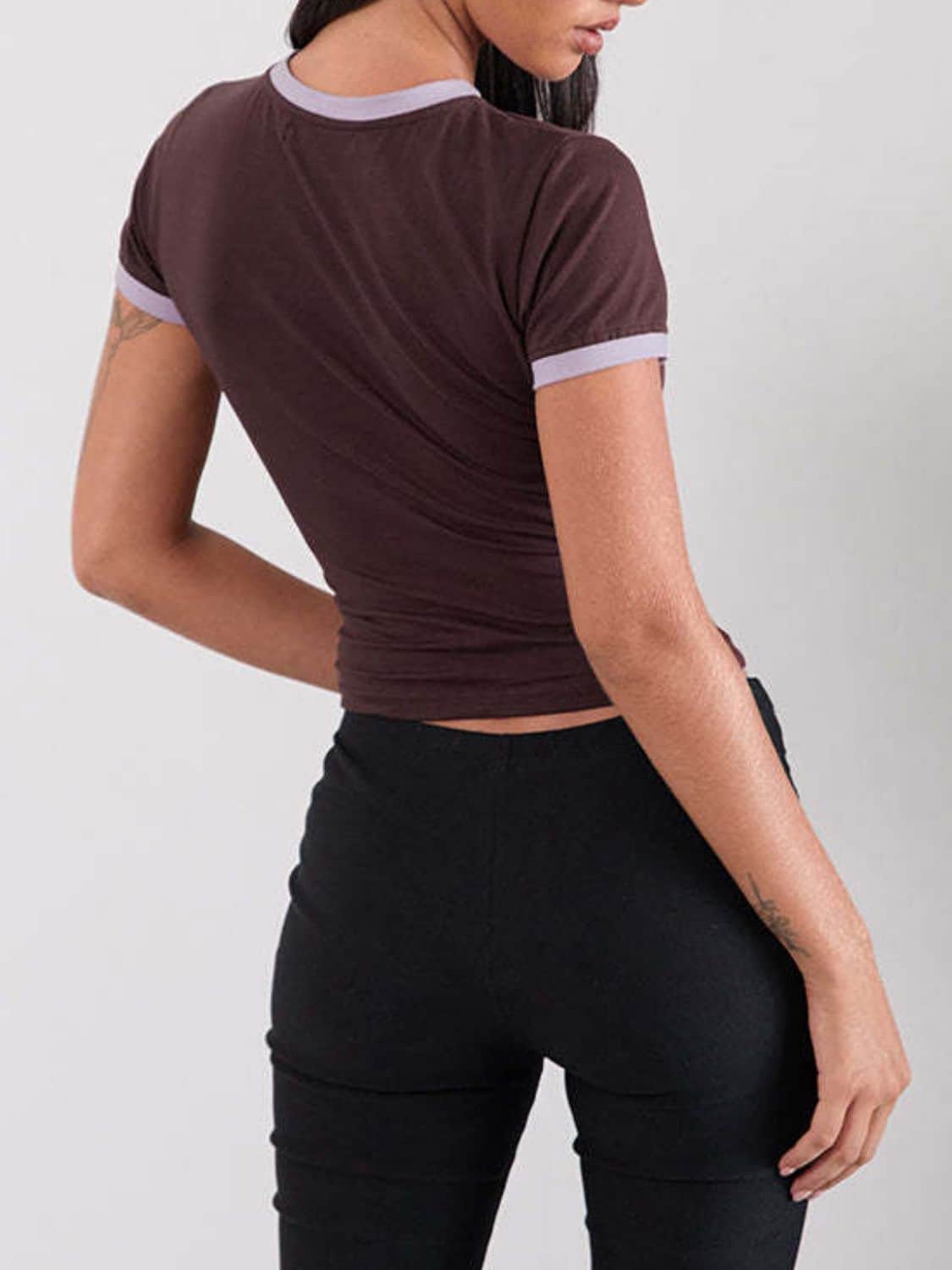 Letter Graphic Round Neck Short Sleeve T-Shirt