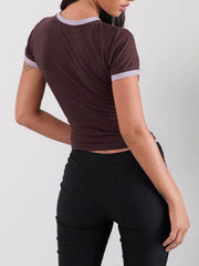 Letter Graphic Round Neck Short Sleeve T-Shirt