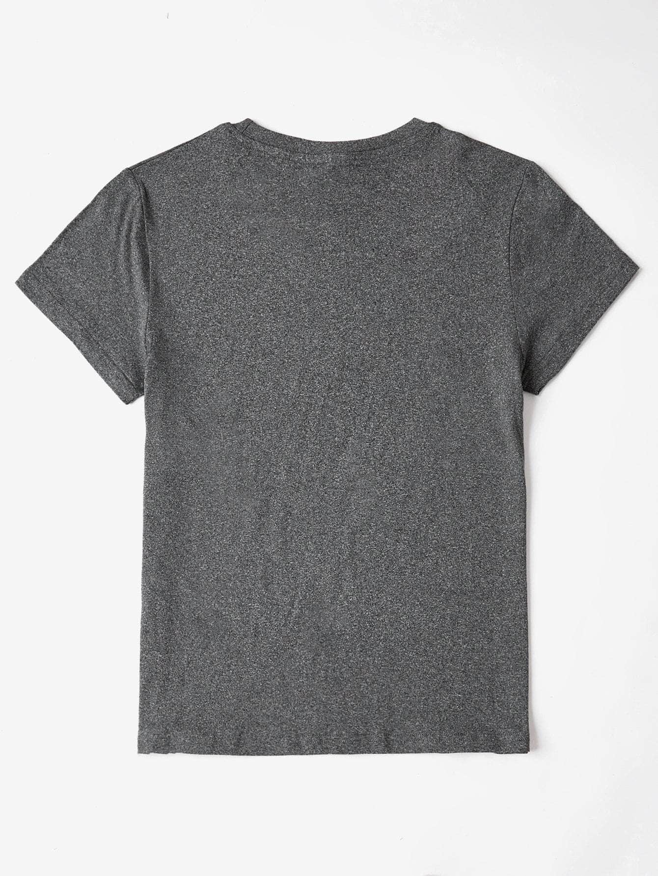 Letter Graphic Round Neck Short Sleeve T-Shirt