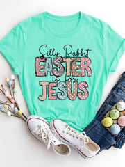 Letter Graphic Round Neck Short Sleeve T-Shirt Tiffany Blue / S